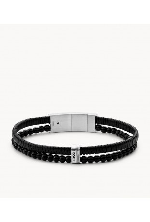 Bracelet multi-rangs, Multistrands en cuir noir, FOSSIL, JF03994040