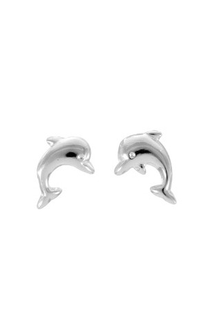 Boucles d'oreilles argent 925/1000, dauphins by Stauffer