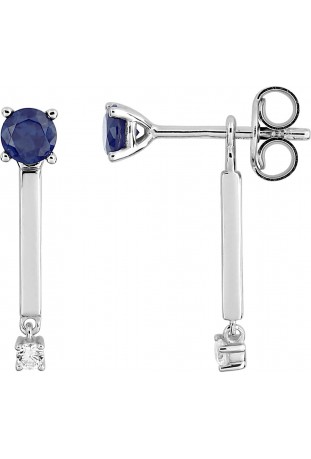 Boucles d'oreilles pendantes, or gris 375/1000, saphirs bleus by Stauffer