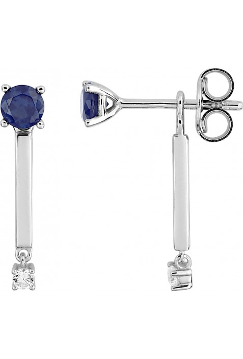 Boucles d'oreilles pendantes, or gris 375/1000, saphirs bleus by Stauffer