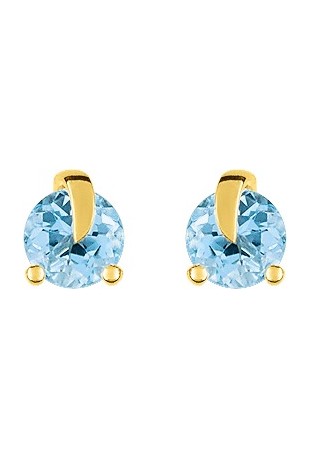 Boucles d'oreilles or jaune 375/1000, topazes bleues by Stauffer