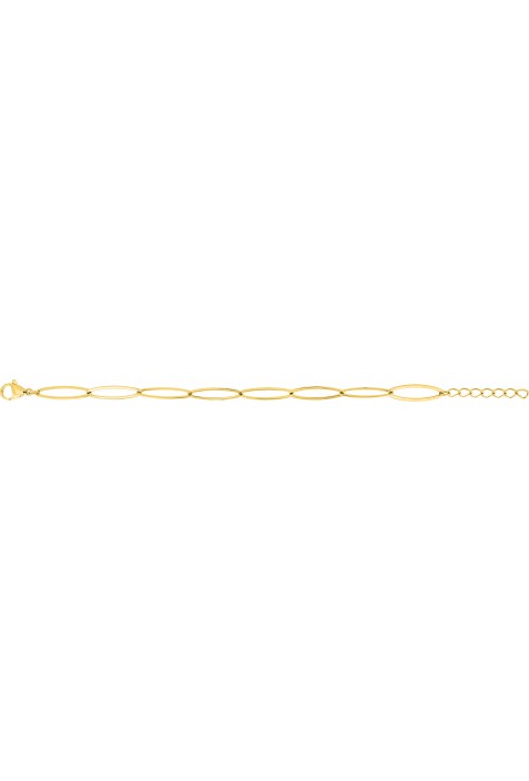 Bracelet femme acier doré jaune, mailles olives allongées, longueur 20 cm by Stauffer