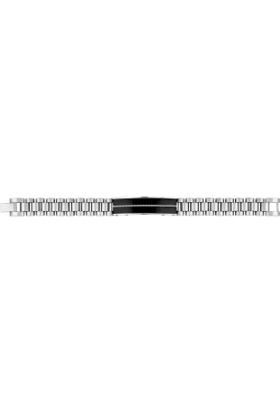 Bracelet homme acier 316L, avec plaque motif PVD noir, by Stauffer
