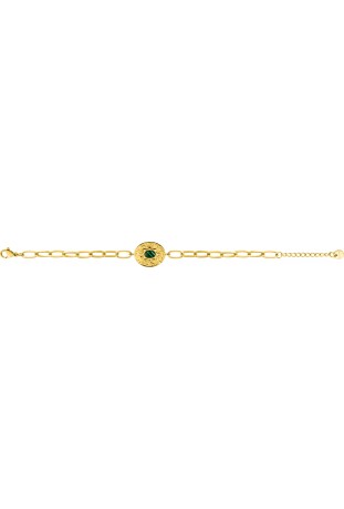 Bracelet femme acier doré jaune, chaîne forçat, malachite, by Stauffer