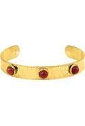 Bracelet rigide femme, acier doré jaune, agate rouge, by Stauffer
