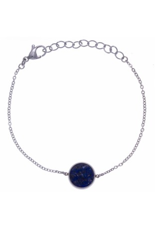 Bracelet acier, recto-verso, Lapis lazuli et onyx de 14 mm, Yola - IG 336
