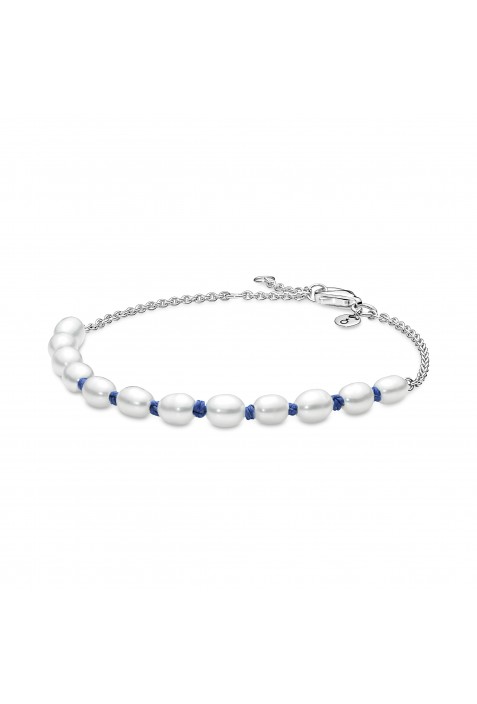 Bracelet Pandora moments, chaîne cordon bleu ,perle de culture d'eau douce, en argent 925/1000 591689C01