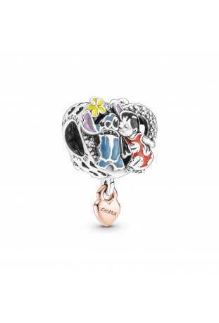 Charm Pandora moments, Disney x Pandora, Ohana Lilo & Stitch, en argent 925/1000, doré or rose 585/1000, 781682C01