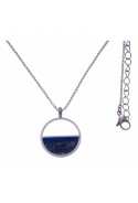 Collier en acier et lapis lazuli, diamètre 20mm, Yola - IG 446