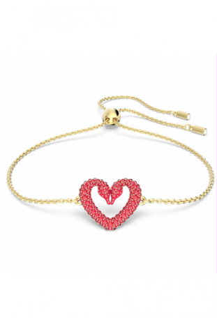 Bracelet Swarovski, Una Cœur, Petit, Rouge, Placage de ton or, 5634724