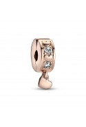 Charm clip, Pandora moments, coeurs brillants, en doré or rose 585/1000, 782253C01