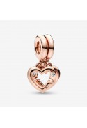 Charm pendentif Pandora, Séparable Cœurs de Sœurs Entrelacés, doré or rose 585/1000, 789538C01