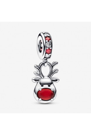 Charm pendentif Pandora, Murano Renne au Nez Rouge, argent 925/1000, 792330C01