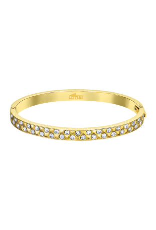 Bracelet Rigide Femme, Lotus Style, Bliss, Acier PVD jaune et cristaux, LS2273-2/2