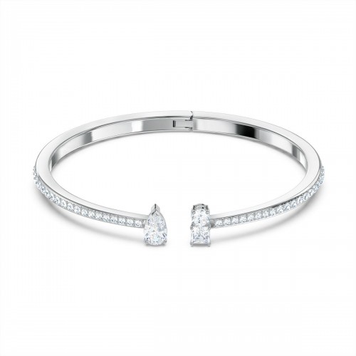 Bracelet Manchette Attract, Swarovski blanc, métal rhodié, 5556912