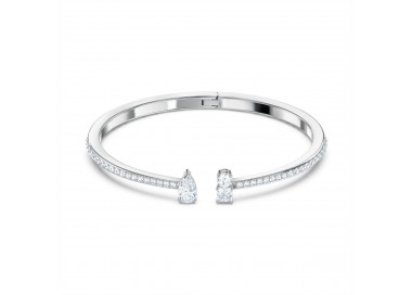 Bracelet Manchette Attract, Swarovski blanc, métal rhodié, 5556912