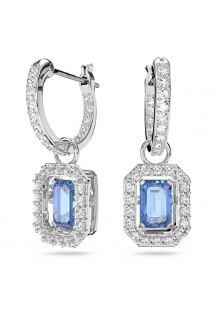 Boucles d'oreilles pendantes, Swarovski, Millenia Taille octogonale, Bleues, Métal rhodié, 5619500
