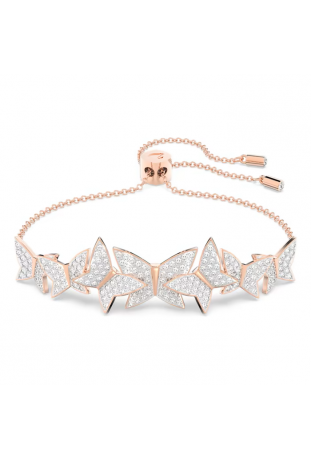 Bracelet Lilia Papillon, Swarovski, Blanc, Placage de ton or rosé, 5636430