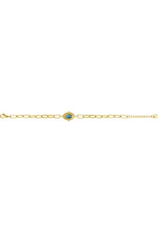 Bracelet femme acier doré jaune, chaîne forçat, turquoise, by Stauffer