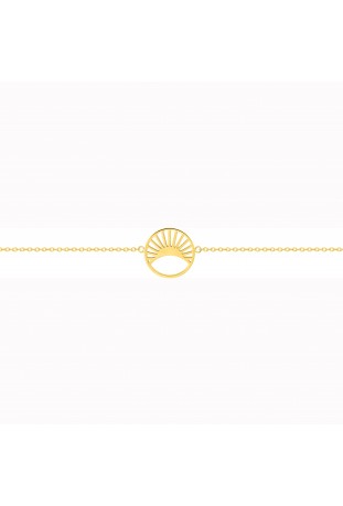 Bracelet femme acier doré jaune, chaîne forçat, motif soleil by Stauffer