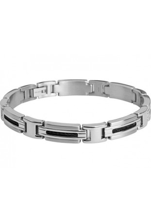 Bracelet Acier/Câble MARINA, Largeur 8.5mm, Bicolore PVD Noir, ROCHET, B062361