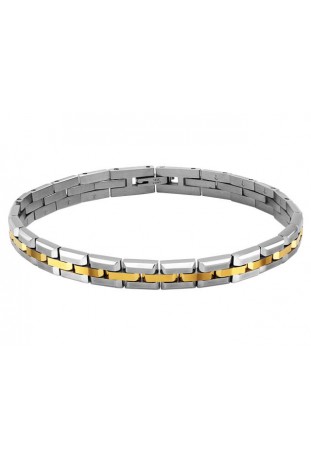 Bracelet Acier satiné FACTORY, Largeur 7mm, Bicolore PVD Jaune, ROCHET, HB0283
