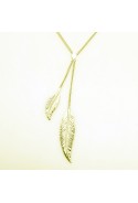 Collier Y or jaune 375/1000, motifs plumes, by Stauffer