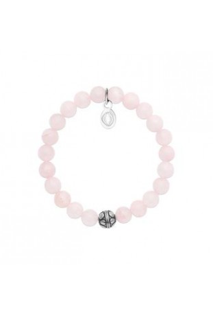Bracelet pierres naturelles quartz rose et acier by Stauffer