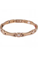 Bracelet femme thérapeutique aimanté, en acier PVD rose et zircons, Apollon HB 310