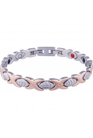 Bracelet femme thérapeutique aimanté, en acier bicolore, Apollon HB 312
