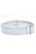 Bracelet acier et cuir blanc, largeur 1cm, ODENA - IC 002
