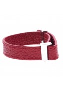 Bracelet acier et cuir rouge, largeur 1cm, ODENA - IC 023