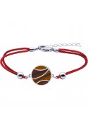 Bracelet en acier et coton rouge - oeil de tigre - oeil de taureau - diamètre 12 mm YOLA - IK 377