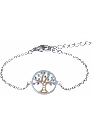 Bracelet acier, nacre et émail, arbre de vie, ODENA - YO 304