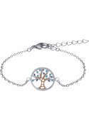 Bracelet acier, nacre et émail, arbre de vie, ODENA - YO 304