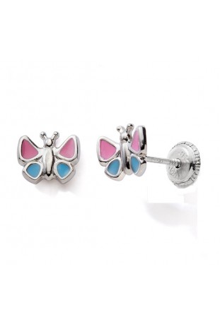 Boucles d'oreilles argent 925/1000, papillon laque by Stauffer
