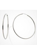 Boucles d'oreilles créoles or gris 375/1000, fil rond, diamètre 40 mm, by Stauffer