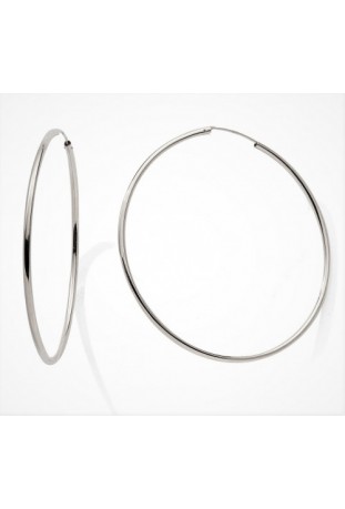 Boucles d'oreilles créoles or gris 375/1000, fil rond, diamètre 45 mm, by Stauffer