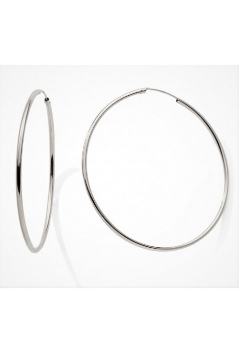 Boucles d'oreilles créoles or gris 375/1000, fil rond, diamètre 50 mm, by Stauffer