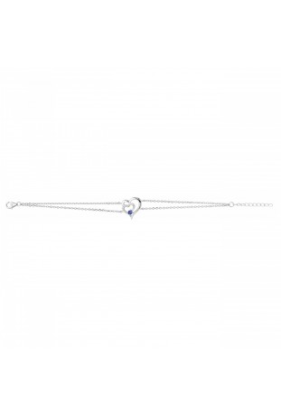 Bracelet argent 925/1000, coeur spinelle bleue et oxydes de zirconium, by Stauffer