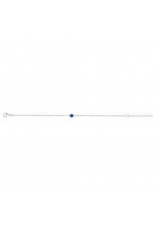 Bracelet argent 925/1000, spinelle bleue topaze, by Stauffer