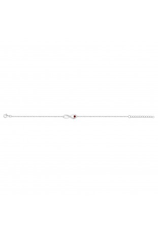 Bracelet argent 925/1000, infini spinelle rouge et oxydes de zirconium, by Stauffer
