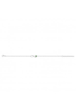 Bracelet argent 925/1000, infini spinelle verte et oxydes de zirconium, by Stauffer