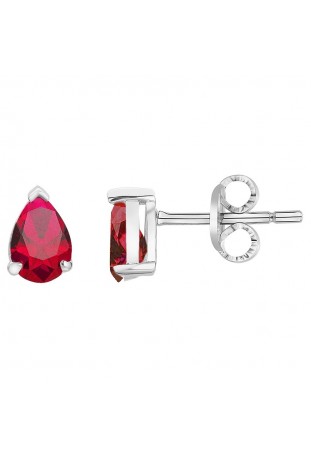 Boucles d'oreilles argent 925/1000, spinelle rouge rubis, by Stauffer