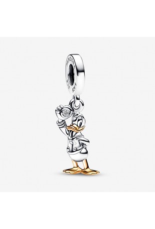Charm pendentif Pandora,Donald Disney, 100e Anniversaire avec diamant de synthèse, argent 925/1000 et or 585/1000, 792683C01