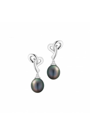 Boucles d'oreilles pendantes Aroha argent 925/1000, perles de Tahiti IZA B EZ17E008HP