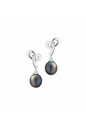 Boucles d'oreilles pendantes Aroha argent 925/1000, perles de Tahiti IZA B EZ17E008HP