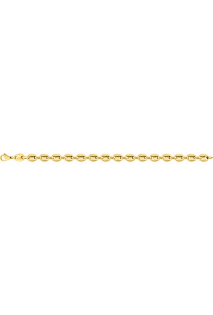 Bracelet homme acier doré jaune, mailles grain de café, largeur 8 mm, longueur 21 cm by Stauffer