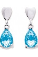 Boucles d'oreilles pendantes or gris 375/1000, topazes bleues by Stauffer