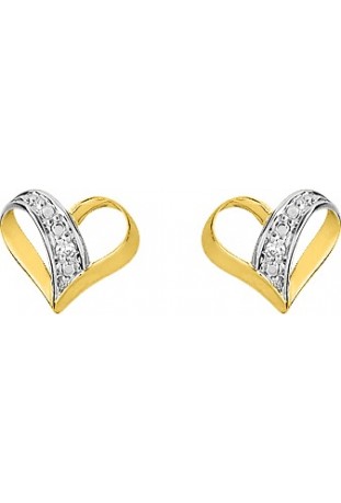 Boucles d'oreilles or bicolore 375/1000 diamants 0,008 carat by Stauffer